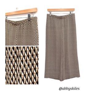 Chico’s Geometric Print Wide Leg Pull On Pants Culottes Size Small